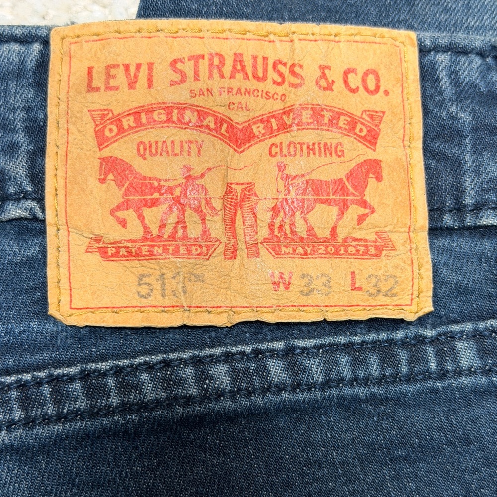 Levi's Men’s 513, 33 x 32, Dark Blue Slim Straight Jeans